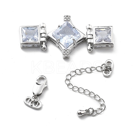 Brass & Cubic Zirconia & Glass Watch Band Clasps KK-G523-03P-01-1