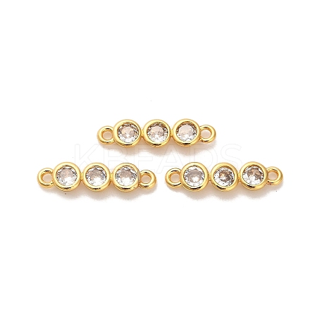 Brass Pave Clear Cubic Zirconia Triple Flat Round Connector Charms KK-H515-02B-G-1