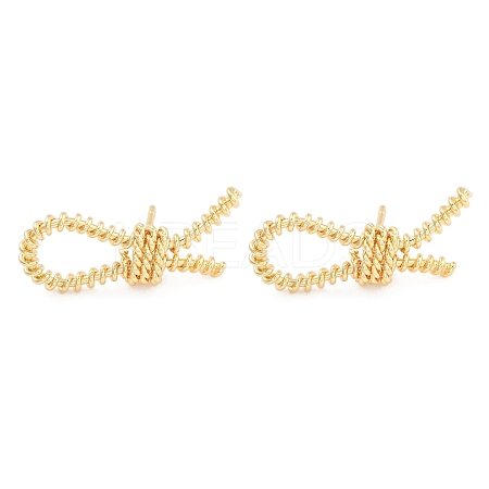 Knot Brass Stud Earrings for Women EJEW-S216-04B-G-1