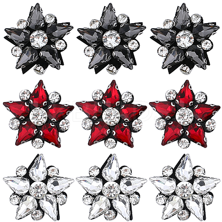 9pcs 3 colors Star Appliques PATC-GF0001-40-1