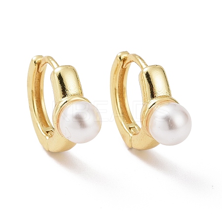Plastic Pearl Hoop Earrings KK-E033-16G-1