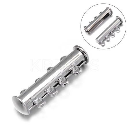 4-Strands 8-Holes Tube Brass Magnetic Slide Lock Clasps KK-D474-P-NF-1