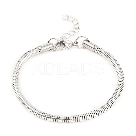 Tarnish Resistant Unisex 304 Stainless Steel Round Snake Chain Bracelets BJEW-H541-02A-P-1