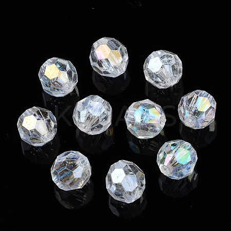 Electroplate Transparent Acrylic Beads PACR-S222-01-1