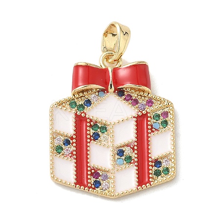 Christmas Brass Micro Pave Cubic Zirconia Pendants LS-KK-K305-07E-02-1