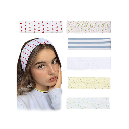 6Pcs 6 Colors Cotton & Spandex Elastic Headbands OHAR-DJ0001-21-1