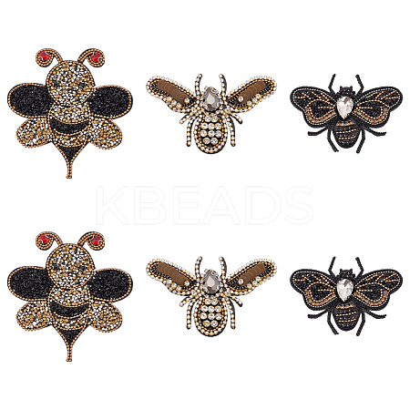 6Pcs 3 Styles Rhinestone Applqiues PATC-MA0001-13-1
