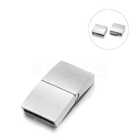 Tarnish Resistant Matte 304 Stainless Steel Rectangle Magnetic Clasps with Glue-in Ends LS-STAS-E089-60B-1