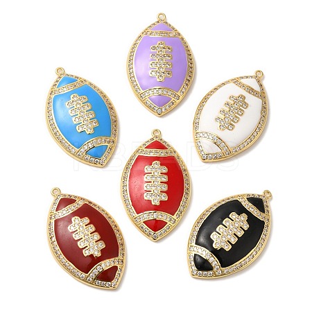 Rack Plating Brass Enamel with Cubic Zirconia Pendant KK-A229-32G-1