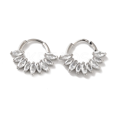 Cubic Zirconia Horse Eye Hoop Earrings EJEW-Z019-22P-1