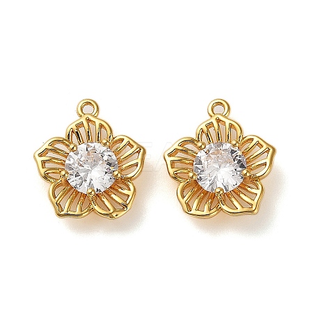 Brass Micro Pave Cubic Zirconia Pendants KK-P285-11G-1