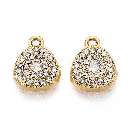 304 Stainless Steel Rhinestone Charms STAS-N110-37G-1
