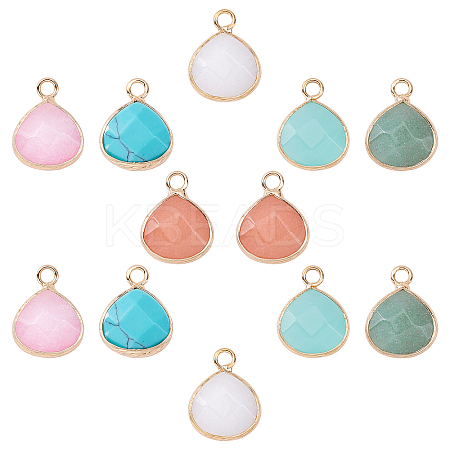 12Pcs 6 Colors Natural White Jade Gemstone Pendants G-SC0002-08B-1