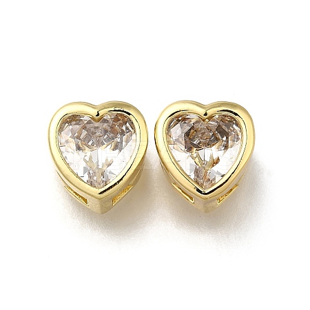 Brass Micro Pave Clear Cubic Zirconia Beads ZIRC-I070-144G-1