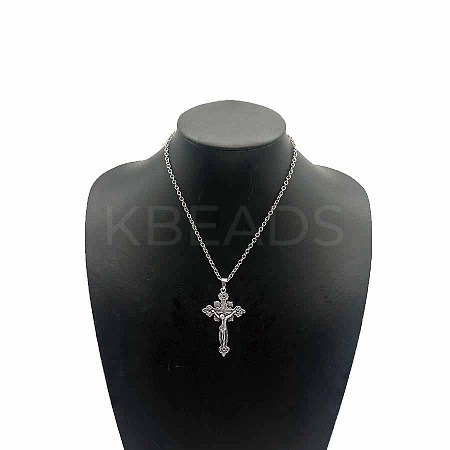 Vintage Zinc Alloy Cross Pendant Necklace for Men Women IU0764-1-1