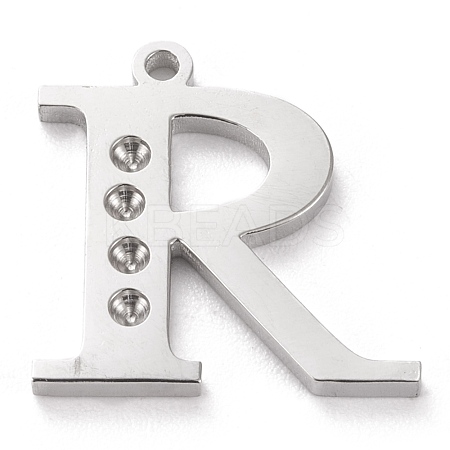 Tarnish Resistant 304 Stainless Steel Letter Pendant Rhinestone Settings STAS-J028-01R-1