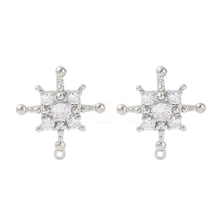 Brass Pave Clear Cubic Zirconia Stud Earring Findings LS-KK-F875-09P-1