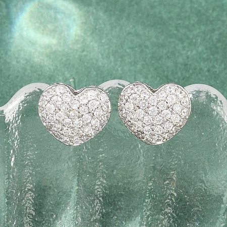 Brass Micro Pave Clear Cubic Zirconia Stud Earrings EJEW-G471-31P-03-1