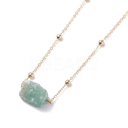 Natural Green Aventurine Raw Stone Pendant Necklace for Women NJEW-JN03781-01-1