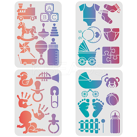 PET Hollow out Drawing Painting Stencils Sets for Kids Teen Boys Girls DIY-WH0172-443-1