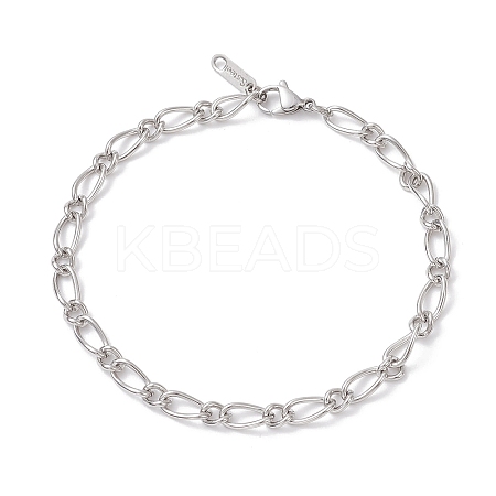 304 Stainless Steel Figaro Chains Bracelets for Women BJEW-JB12772-1