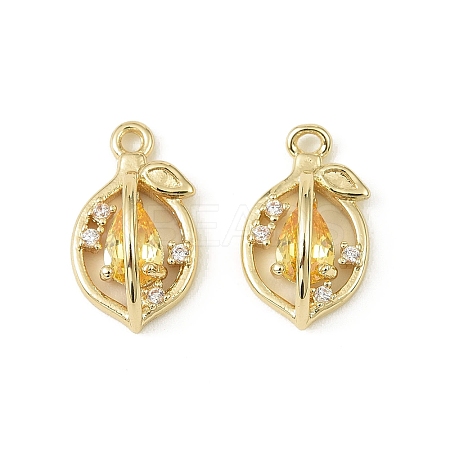 Brass Micro Pave Cubic Zirconia Pendants KK-C107-05G-1