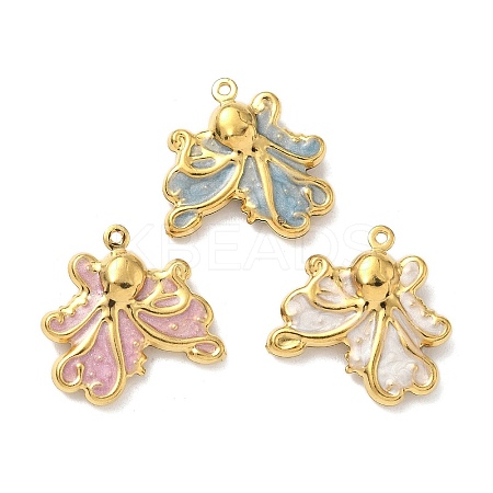 304 Stainless Steel Enamel Pendants STAS-G362-08G-1