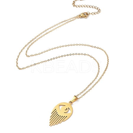 201 Stainless Steel Eye Pendant Necklace with Cable Chains NJEW-Q317-01G-1