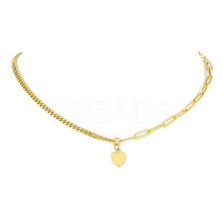 Brass Pendant Necklaces with Curb & Paperclip Chains NJEW-JN04608-01-1