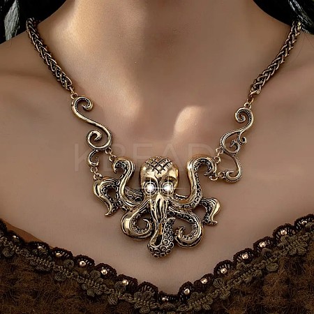 Bohemian Octopus Alloy Crystal Rhinestone Pendant Necklaces FS-WG0239D-01-1
