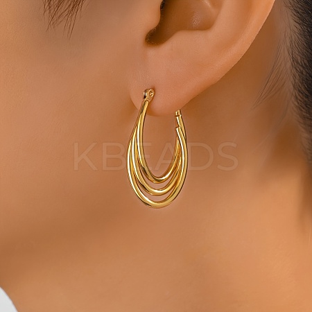 201 Stainless Steel Irregular Geometric Fashion Hoop Earrings for Women WL3823-5-1