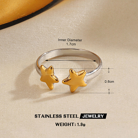304 Stainless Steel Cuff Open Rings for Women FS-WG0ACBE-08-1