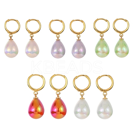 Acrylic Teardrop Dangle Hoop Earrings EJEW-JE05279-1