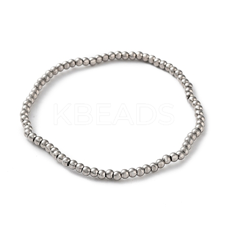 Non-Tarnish 316 Surgical Stainless Steel Round Beaded Stretch Bracelets LS-BJEW-M305-01A-P-1