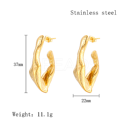 304 Stainless Steel Twist Teardrop Stud Earrings LM6683-1-1