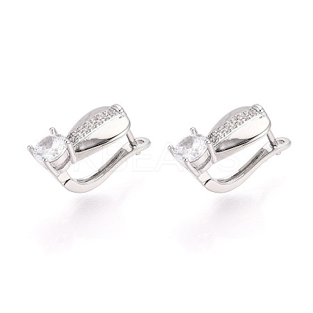 Brass Micro Pave Cubic Zirconia Teardrop Hoop Earrings EJEW-T048-35P-1