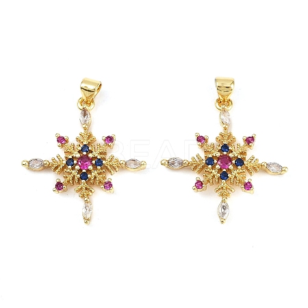 Brass Micro Pave Cubic Zirconia Pendants KK-S526-45G-1