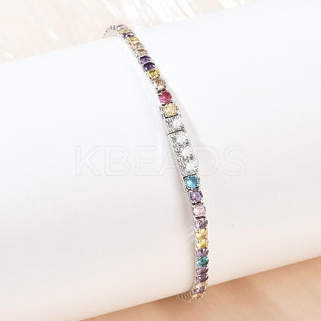 925 Sterling Silver Micro Pave Cubic Zirconia Tennis Bracelets for Women BJEW-C117-01B-P01-1