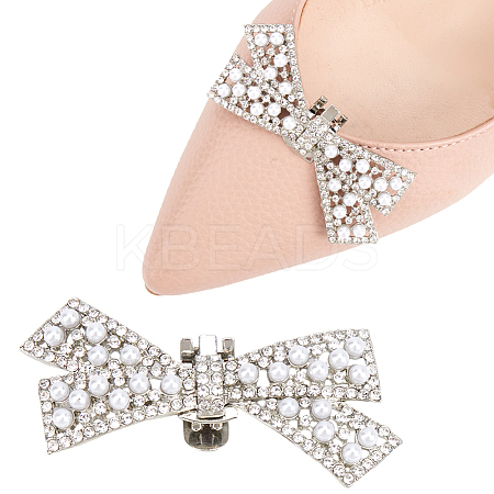 2Pcs Bowknot Alloy Rhinestone Shoe Decorations FIND-CP0002-26A-1
