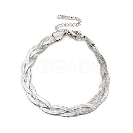 Non-Tarnish 304 Stainless Steel Interlocking Herringbone Chain Bracelet for Men Women LS-BJEW-H554-01P-1