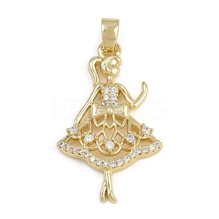 Brass Micro Pave Cubic Zirconia Pendants KK-Z123-18G-1