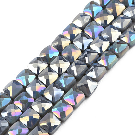 Electroplate Opaque Solid Color Glass Beads Strands EGLA-N002-43-09-1