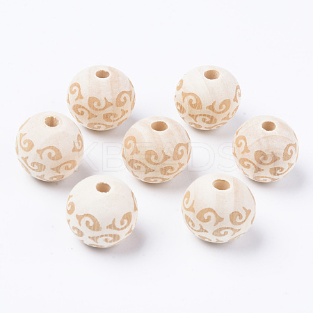 Unfinished Natural Wood European Beads LS-WOOD-S057-011B-1