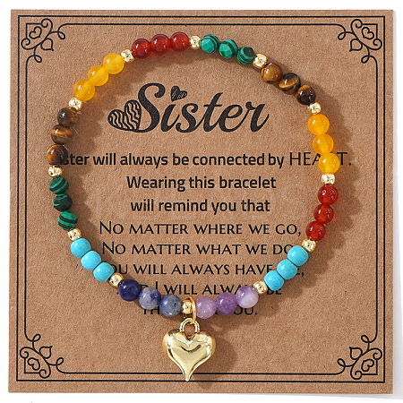 Natural Mixed Gemstone Round Beads Stretch Bracelets SF2277-1-1