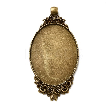 Vintage Tibetan Style Alloy Carved Rose Large Pendant Cabochon Settings LS-TIBEP-M018-99AB-NF-1