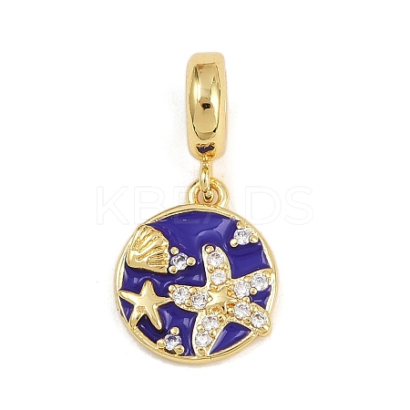 Brass Micro Pave Clear Cubic Zirconia European Dangle Charms KK-N271-46G-02-1
