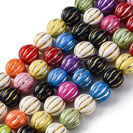 Grooved Resin Beads Strands RESI-M023-01G-G-1