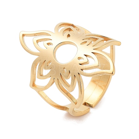 Flower 304 Stainless Steel Adjustable Rings for Women RJEW-G328-02G-1