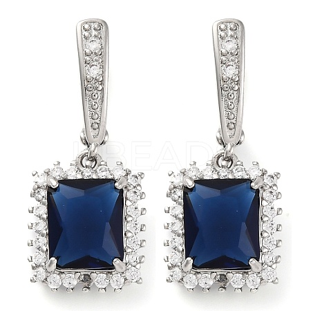 Brass Pave Cubic Zirconia Rectangle Hoop Earrings for Women EJEW-I304-29P-08-1