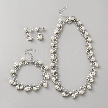 Alloy & Imitation Pearl & Rhinestone Jewelry Sets AJEW-WH0695-236P-1